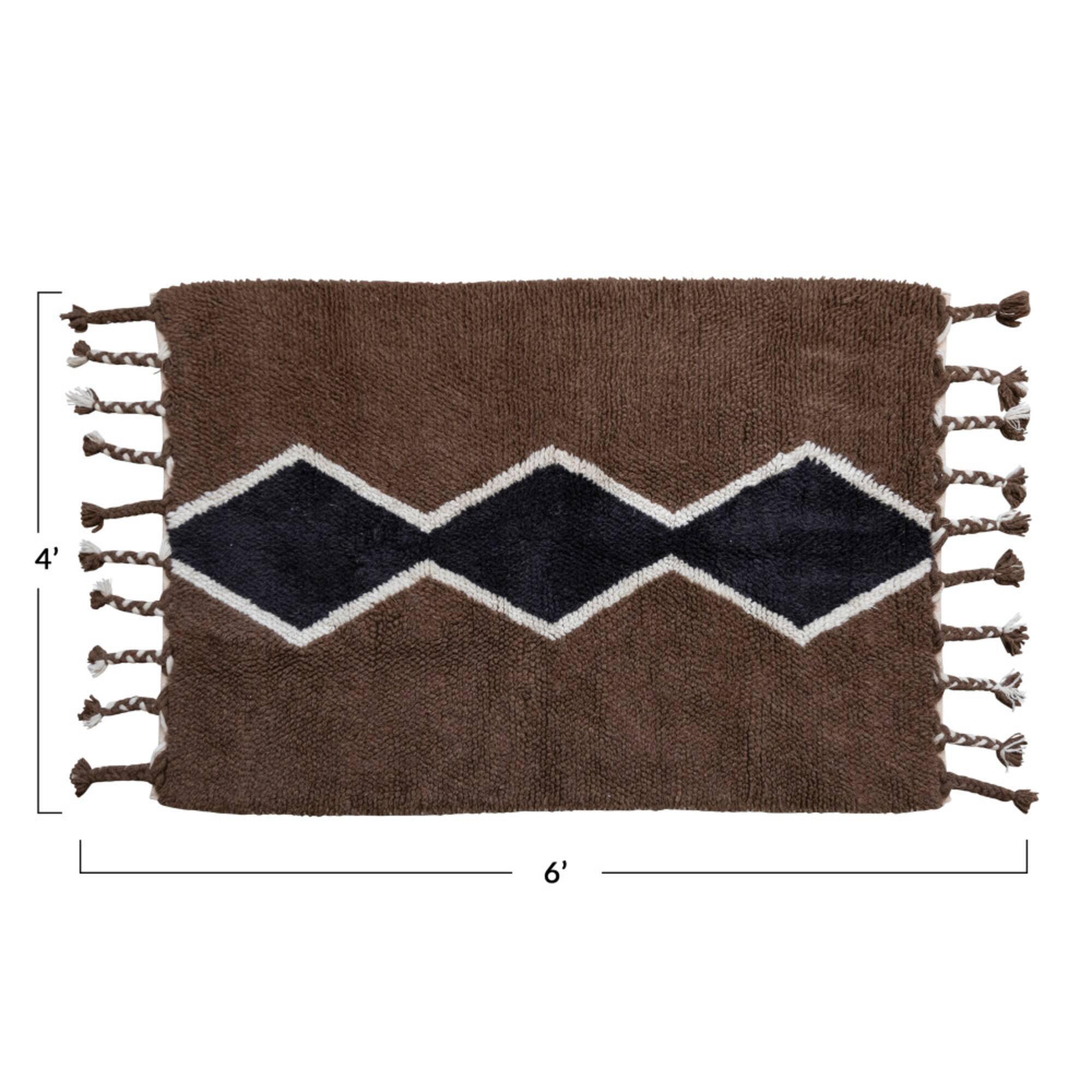 Hello Honey® Cotton and Wool Blend Rug with Pattern and Braided Tassels, 4ft. x 6ft.